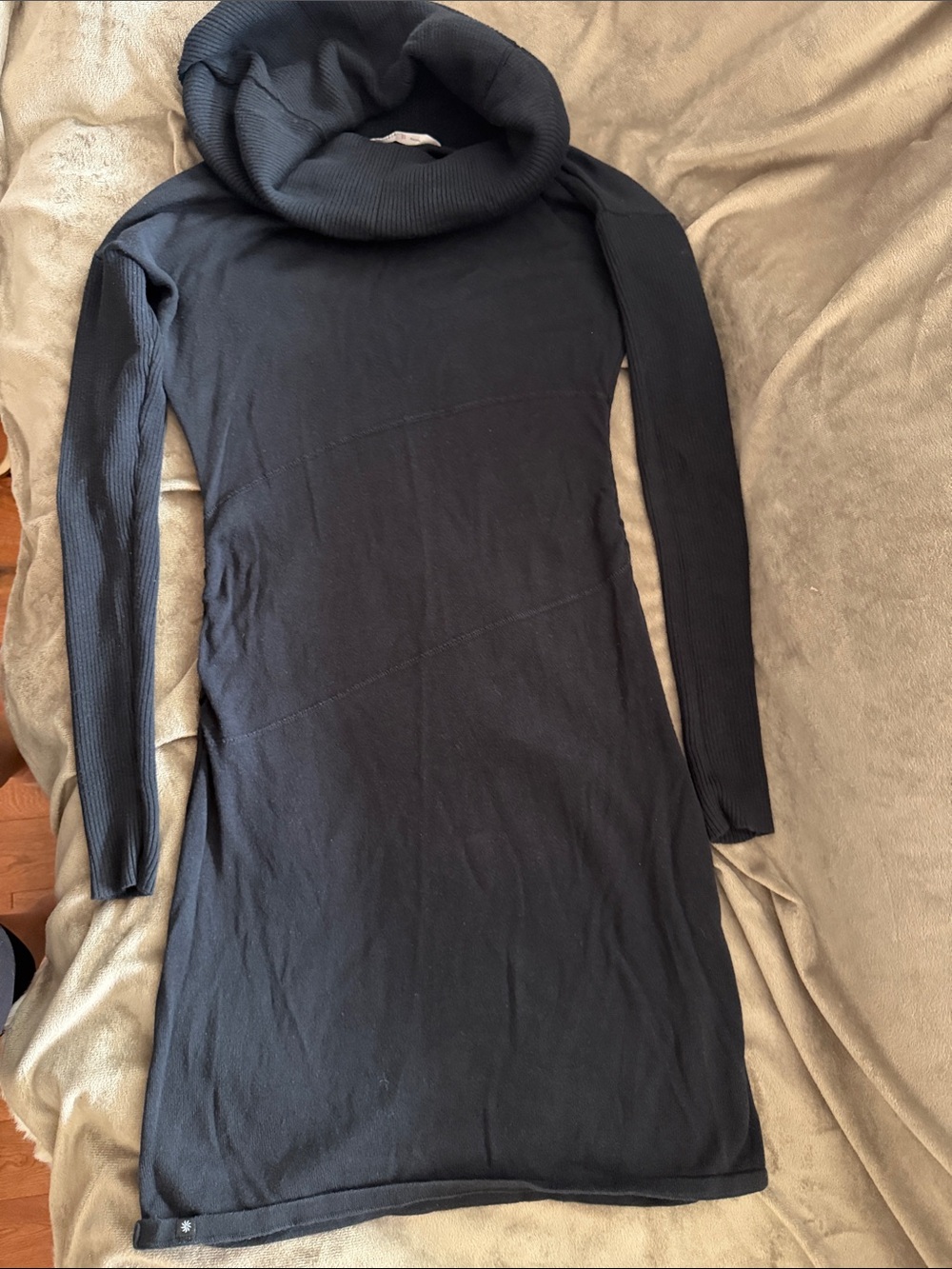 Black Long Sleeve Cowl Neck Women's Dress